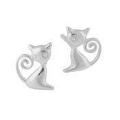 Silver Tailed Feline Stud Earrings